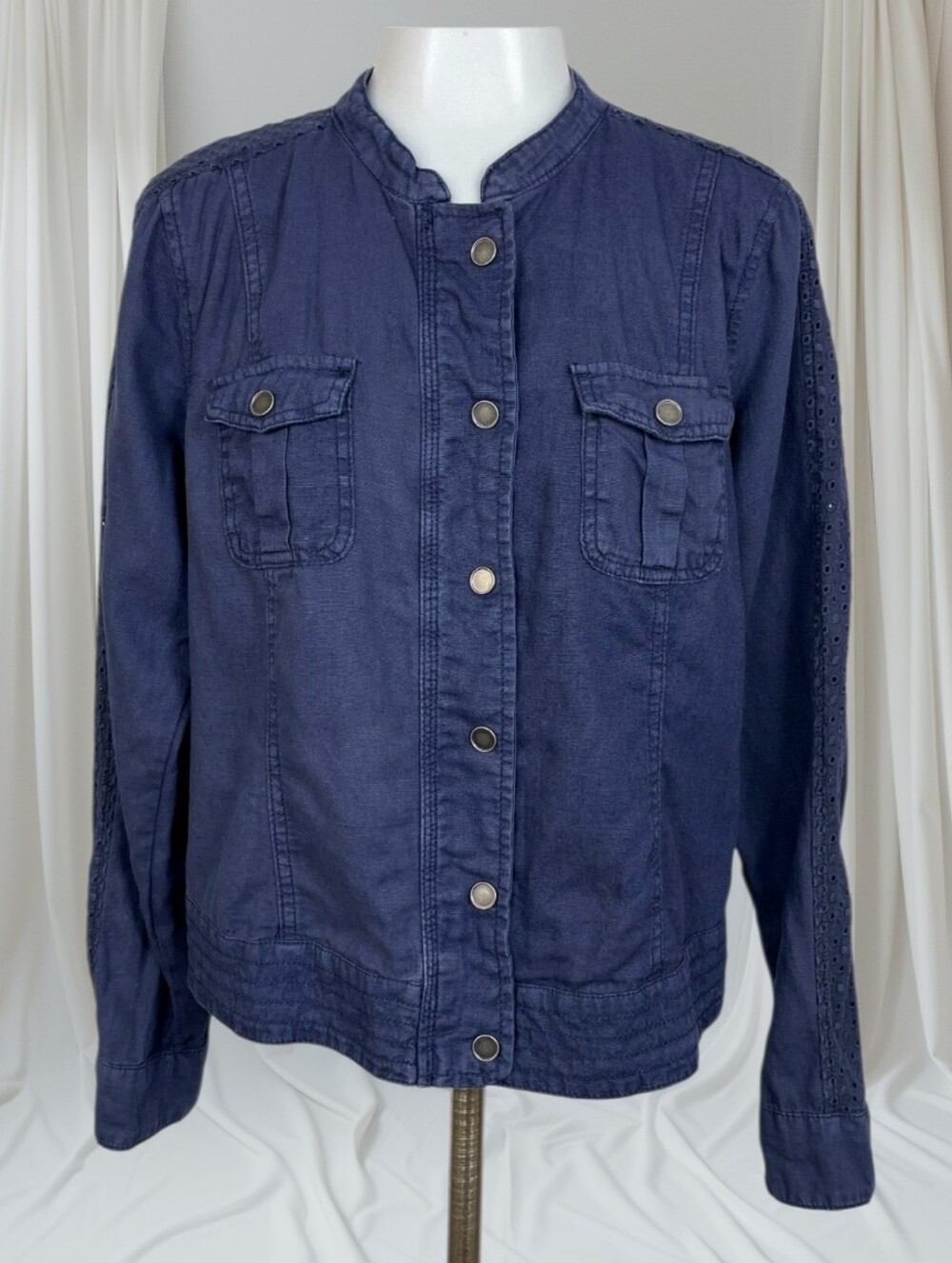 Maurices Women's Linen Cotton Navy Button-Front Jacket Size XL NWT